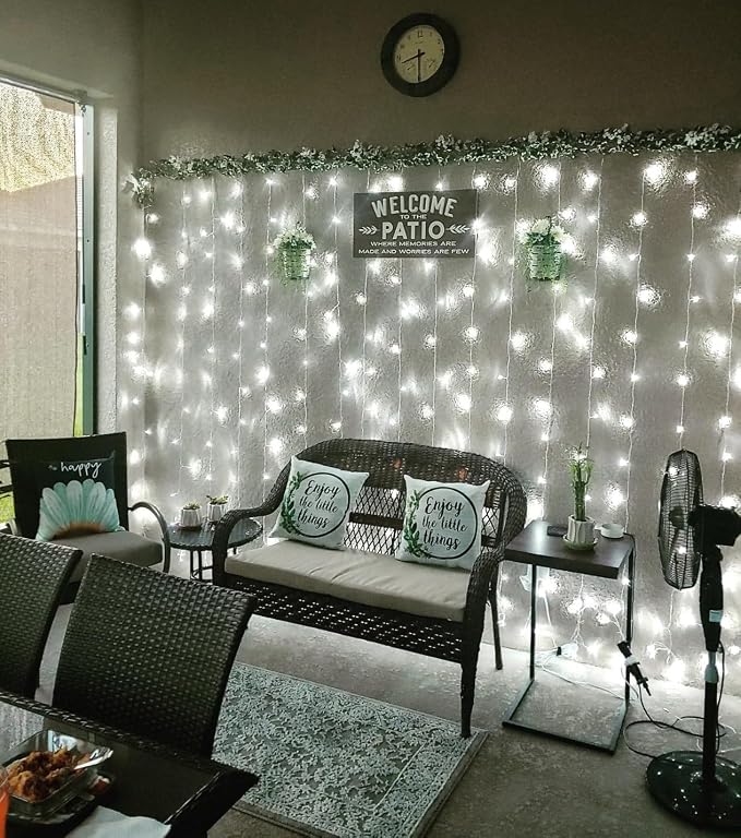 Lepro Lighting Ever 306 LED Curtain Lights Cool White, Hanging Fairy Lights | 10 x 10 ft Large Size, 18 Hang Down String Lights, 6.9" Apart, High Density Backdrop Lights, 8 Modes, 6000K, Not Connectable