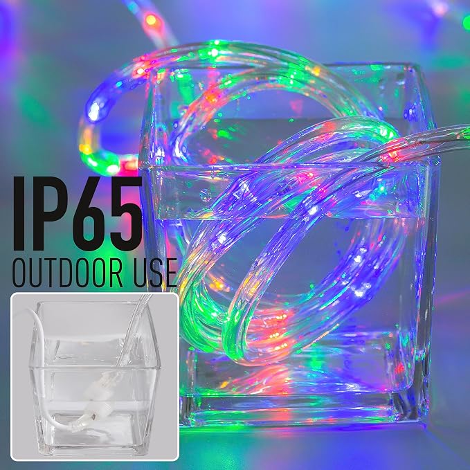 50ft Multicolor Rope Lights,Connectable for Indoor & Outdoor,110V Transparent Flexible Tube Lights,Waterproof LED Rope Lighting For Outside,Deck,Patio,Pool,Camping,Bedroom Decor,Landscape Lighting