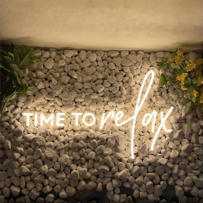 TIME To relax Warm White Led Neon Lights for Wedding Event Wall Decor Party Salon Bar Business Logo Beauty Salon Massage Parlor High-End Restaurant