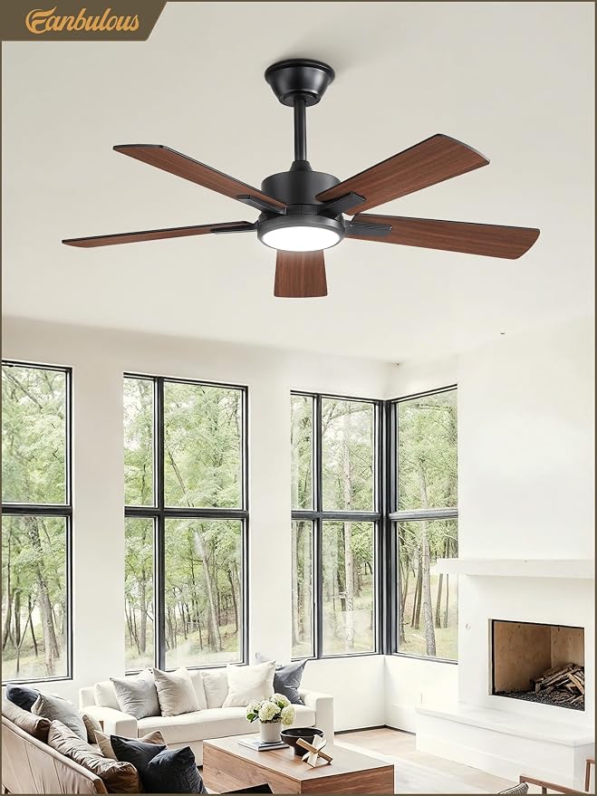 Fanbulous 42 Inch Ceiling Fans with Light, Black, Remote & APP Control | Stepless CCT & Dimmable Light, 20W LED Ceiling Fans, 6 Speeds, Reversible Quiet DC Motor, for Bedroom Living Room Apartment
