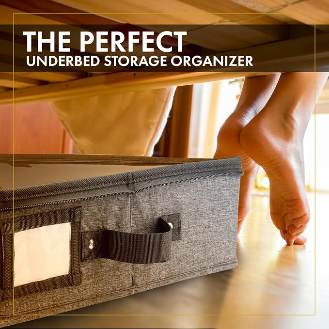 Under Bed Storage, Medium 2pc with Lid, Dark Gray | Drawer-style pull-out design, Fits blankets, clothes, fabric & shoes, Bins with lids, Bedroom & closet storage