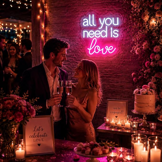 Neon Sign, Neon Signs for Wall Decor LED Signs Neon Light | All You Need is Love Neon Sign, Wedding Party Backdrop Wall Decor, Valentine's Day, Business, Home Decor, Gift, USB Powered