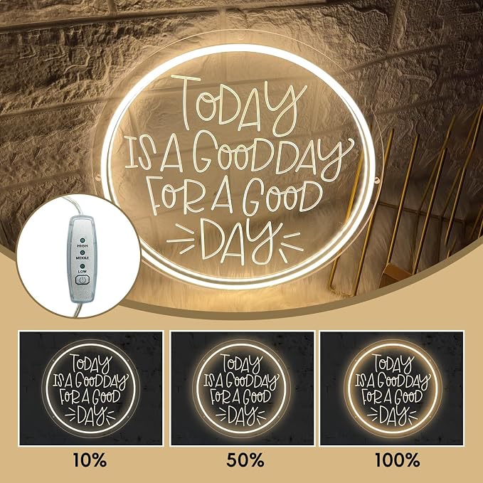 Neon Signs Today Is A Good Day for A Good Day LED Dimmable Neon Light Sign Neon Wall Decor Signs for Bachelorette Party Engagement Party First Birthday Favors Wedding Anniversary for Party Home Wall Wedding Decoration Art Gift