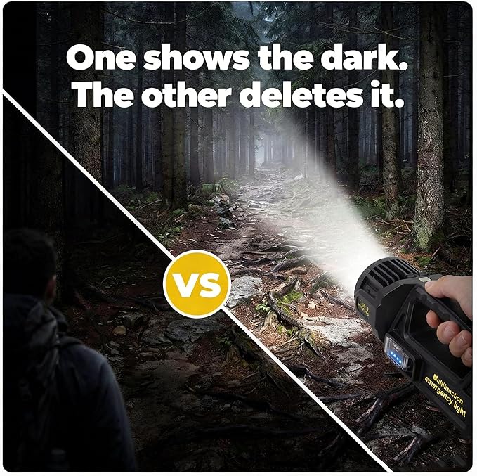 1300000 L Spotlight, Rechargeable Led Spotlight Flashlight with 350° Rotate Head, 9 Modes Super Bright Spot Lights Outdoor Handheld, IPX6 Waterproof Solar Flashlight for Emergencies