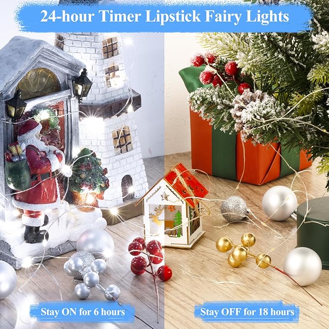 Lakumu 33FT 100LED Battery Operated Twinkle Lights Rechargeable, LED Fairy Lights with Timer & 8 Modes, Indoor String Lights for Bedroom, Dorm, Christmas Decoration, Parties, Wedding, Centerpiece