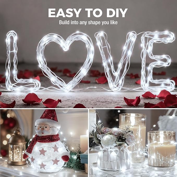 litogo 12 Pack 7FT 20 LED Fairy Lights Battery Operated, 3 Lighting Modes, Bulk Mini Twinkle String Lights Waterproof Silver Wire for Weddings Mason Jars Party Christmas Decorations-Cold White