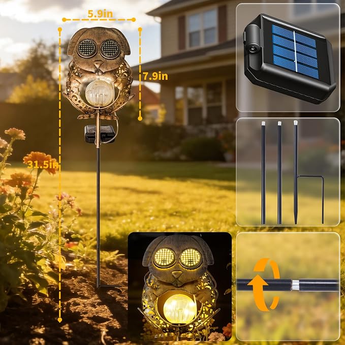 SRNPMIU Solar Lights Outdoor Decor, Solar Dog Yard Decorations Outdoor | Garden Decorative, IP65 Waterproof, Gifts for Women Mom, for Yard Patio Lawn Pathway Landscape