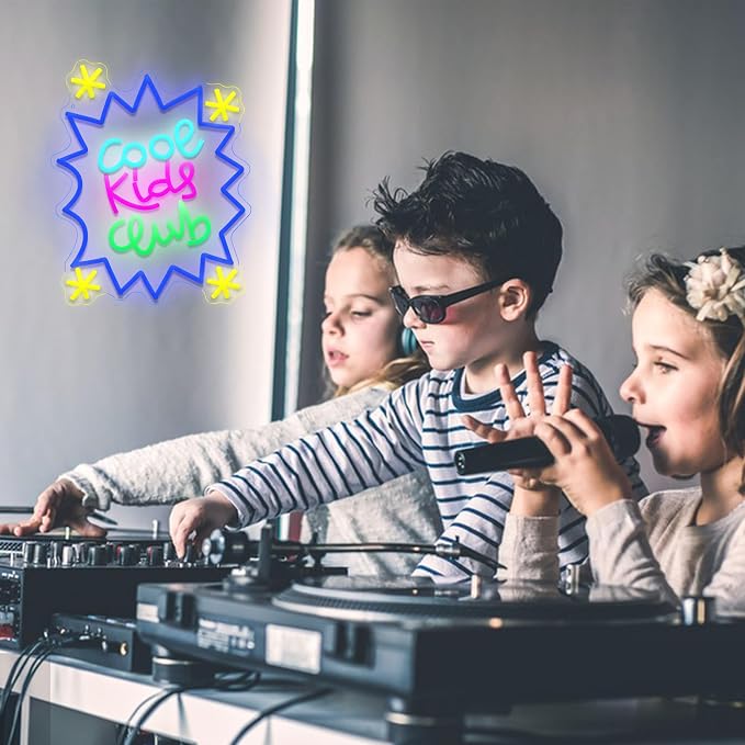 Cool Kids Club Neon Sign for Wall Decor Cool Kids Classroom Neon Light Dimmable Club LED Light Up Sign for Playroom Bedroom Party Classroom Shop Home(15.75 * 12.6In)