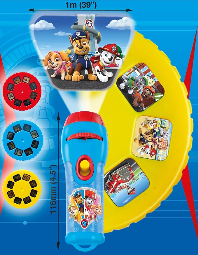 Brainstorm Paw Patrol Nickelodeon Torch & Projector - Handheld Flashlight & Image Toy, 24 Color Cartoon Themed Images, Project 1 Meter, Kids Ages 3+