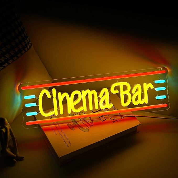 Cinema Bar Neon Sign Movie Theater Neon Light Dimmable Bar LED Light Up Sign Popcorn Theater Neon Light up Sign for Man Cave Cinema Cafe