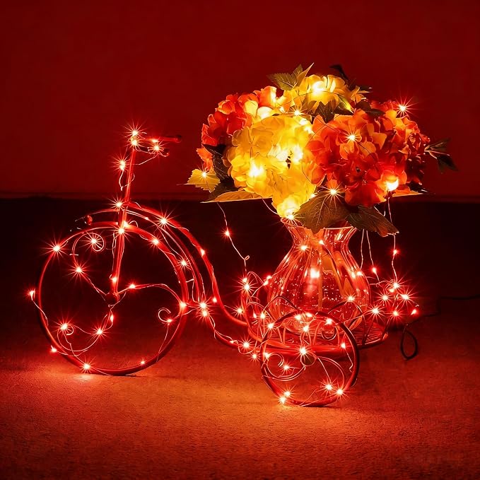 2 Pack Fairy Lights Battery Operated - 16.4ft 50 LED Red | Starry Fairy Lights , 8 Modes Waterproof with Timer for Indoor Outdoor Bedroom Party Holiday Christmas Decor, Copper Wire