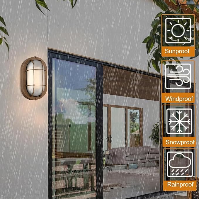 WISBEAM LED Bulkhead Light Bronze, Outdoor LED Wall Light for House, Dimmable, 6W Replace 60W, 450 Lumen 3000K Daylight White 80CRI, Waterproof, ETL Rated