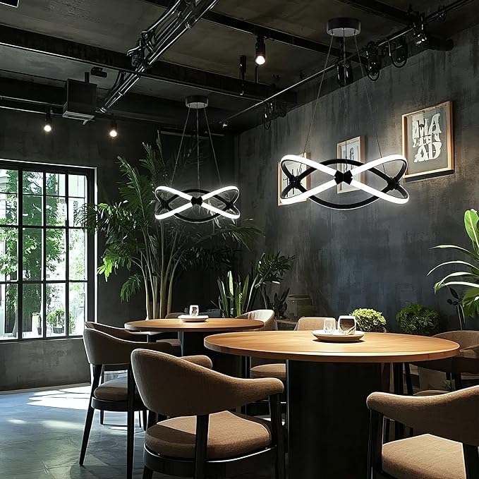 Mayful Modern LED Chandelier,3-Color Dimmable with Remote Control,Black Adjustable Height Pendant Light Fixtures with Circular Ring Shape,Modern Chandeliers for Dining Room Kitchen Island Living Room