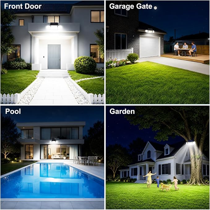 Solar Outdoor Lights, 3000LM 218 LED Motion Sensor Lights with Remote Control, IP65 Waterproof,270° Wide Angle Flood Wall Lights with 3 Modes for Outside Patio Wall (1pc)