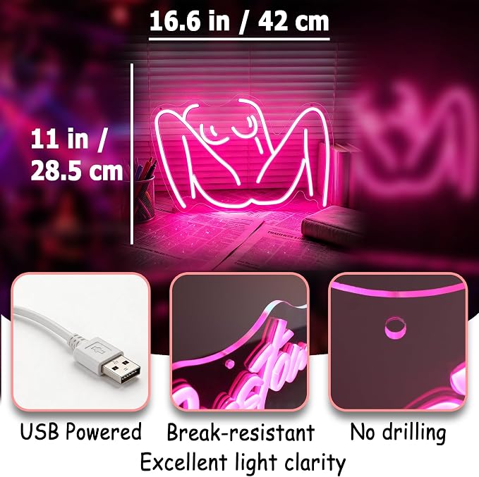 Lady Neon Sign for Wall Decor Led Neon Lights Signs | Lady Neon Sign,Room Decor,Wall Decor,Party,Gift,USB Powered,Bar,Men,Cave Decoration
