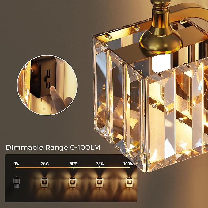 L LOHAS LED Night Light, Night Lights Plug into Wall, 3000K Soft White LED | Crystal Night Lights with Dusk to Dawn Sensor, 0-100lm Adjustable Brightness, for Hallway Bedroom Stairway