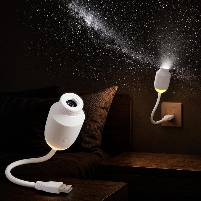 USB Star Projector with 12 Premium Glass Projection Slides | HD Projection, Adjustable Brightness, USB Powered, Bedroom Decor