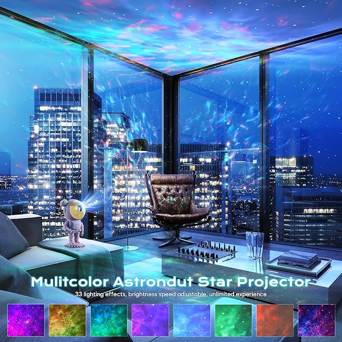 Astronaut Galaxy Starry Sky Projector, Night Light with Remote Control & Timer, Gift (Pink)