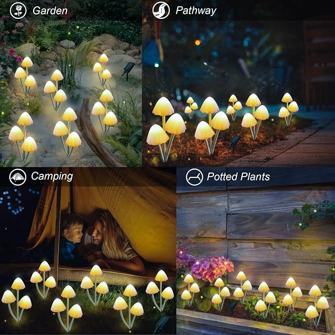 Solar Mushroom Lights for Outside, 6Pack 18 LED Mushrooms with 8 Lighting Modes, Unique Mushroom Garden Decor Gifts, Cute Mushroom Solar Lights Outdoor Garden for Path,Landscape,Yard,Patio,Lawn Decor