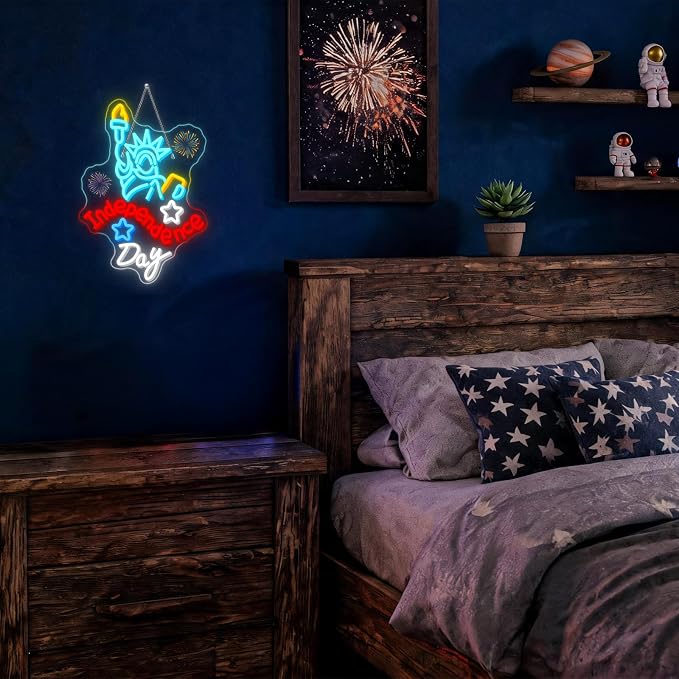 Statue of Liberty Neon Sign Independence Day Neon Light 4th Of July LED Led Light Goddess of Liberty Led Sign 250th Anniversary Led Sign Gifts for Americans for Patriotic Party Bedroom Bookstore Man Cave Bar Patio
