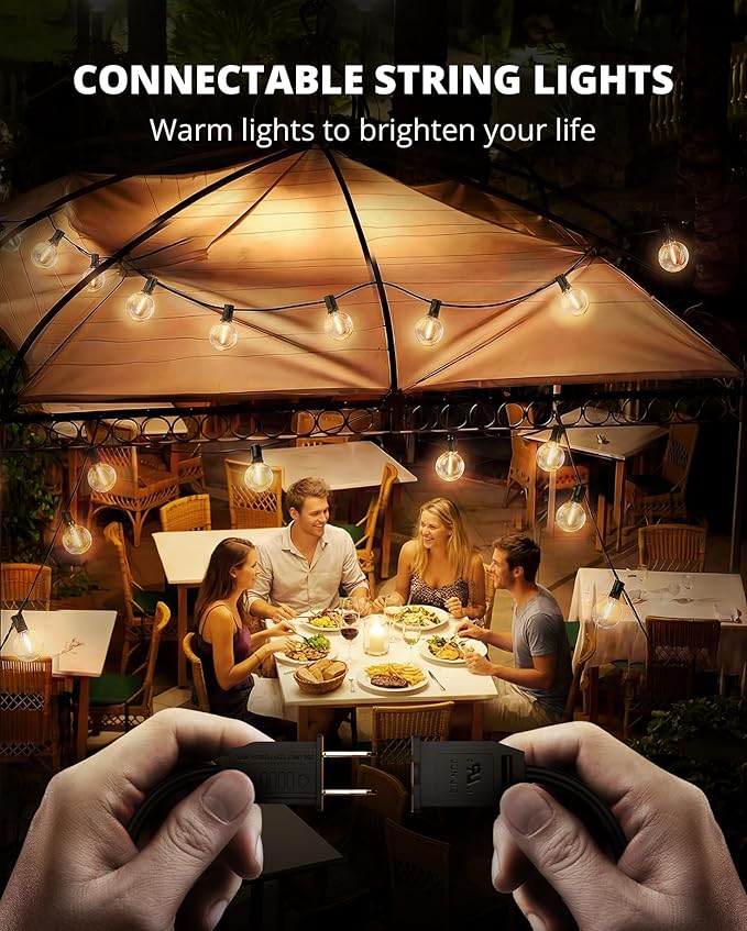 VIPAR Outdoor String Lights,30FT 13 G40 Patio Lights Waterproof for Balcony | ETL,Vintage LED Globe Bulbs,Connectable, Shatterproof,Waterproof,2700KDimmable,Plug-in,for Backyard Porch Garden Bistro