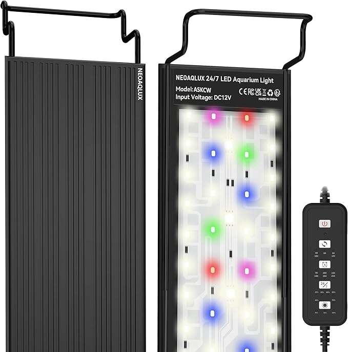 24/7 LED Aquarium Light for 24-30 Inch Plant & Fish Tank IP68, 12-Color & Gradient & Full Spectrum with Sunrise-Daylight-Moonlight, Auto On/Off, Brightness, Extendable Brackets for Freshwater