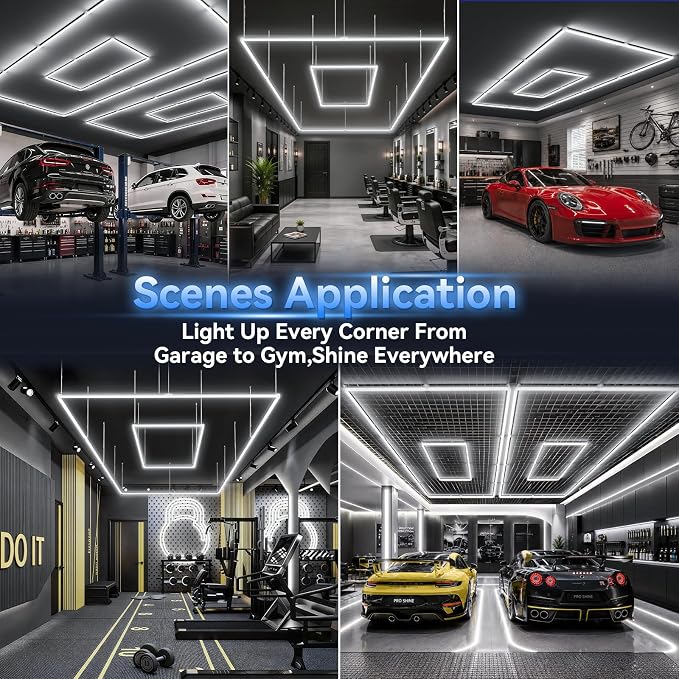 LZHOME LED Garage Lights: Super Bright Suspendable or Surface-Mounted Square Garage Lights, 5000K Natural White LED Lighting Hexagon Shop Light for Warehouse Gym Barber's Shop