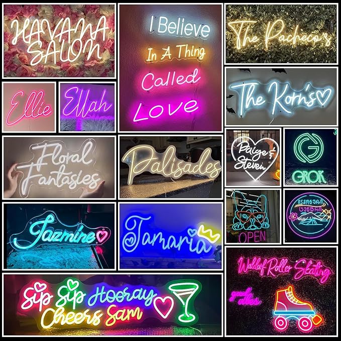 Custom Neon Signs,Personalized LED Neon Name Sign for Wall Decor | Dimmable, Wedding Backdrop, Birthday Party Bar Home Decor Name Logo