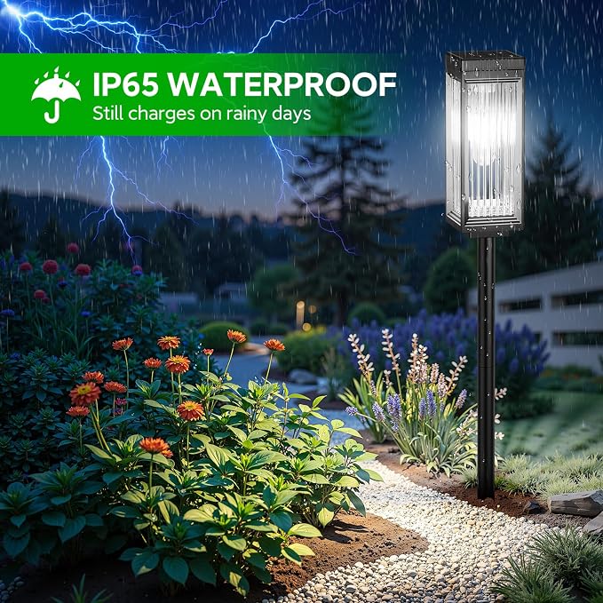 Solar Pathway Lights Outdoor, 12 Pack Upgraded Bright Solar Lights Outdoor Waterproof, Bright Up to 15 Hrs Garden Light for Yard Patio Lawn Path Walkway Driveway Outside Decor(Cool White)