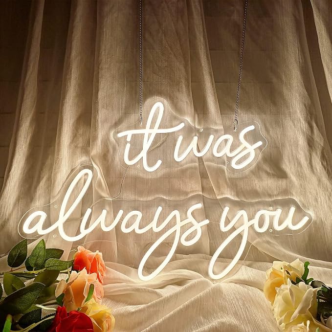 Large 36" Neon Sign 'it was always you' Neon Night with Dimmable Wall Decor | Bedroom Living Room Bar Party Club Wedding Girls Birthday Wall Light Decor Reusable Warm White
