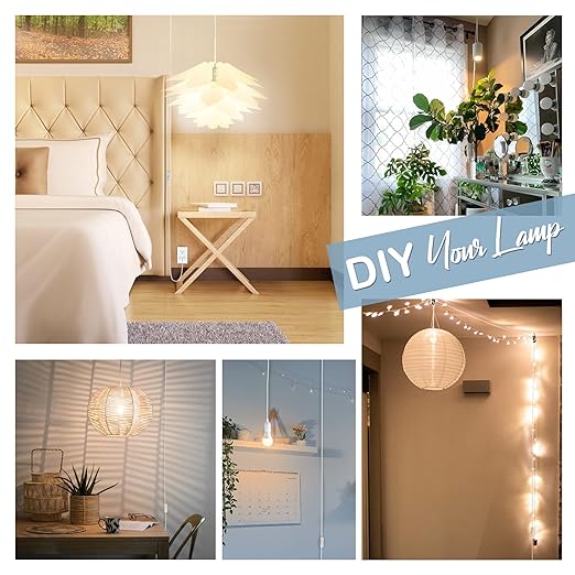 UL 15Ft Extension Hanging Lantern Cord Cable JACKYLED 4-Pack 360W with E26 E27 Socket On/Off Button Pendant Lighting