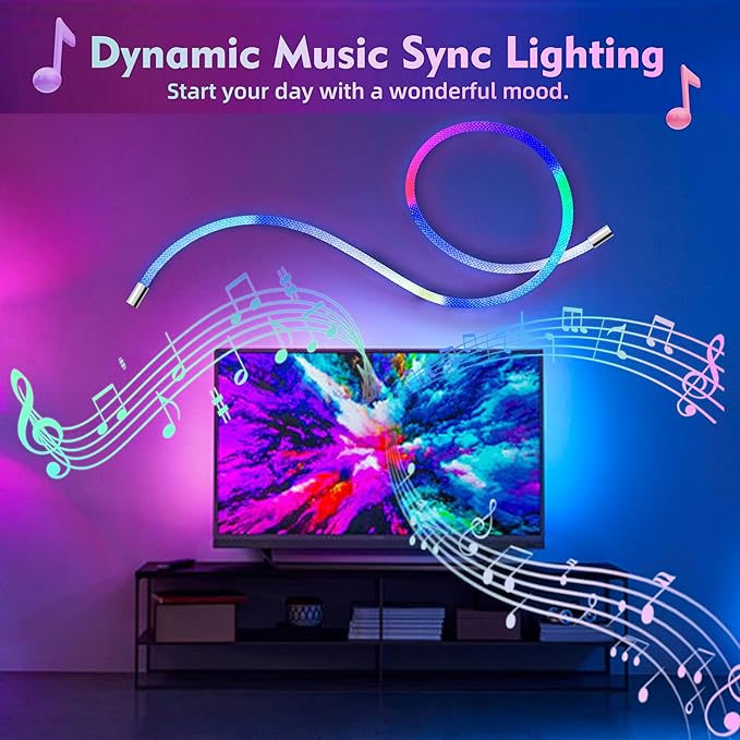 9.84ft LED Neon Rope Lights, Waterproof Music Sync Strip Lights with Remote & APP Control, USB-Powered Flexible Lighting for Christmas Halloween Decor, Gaming Room Bedroom Indoor Outdoor Decoration