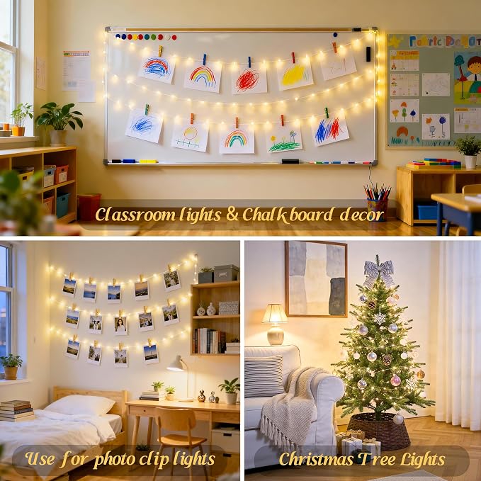 JMEXSUSS USB Fairy Lights for Bedroom,33ft 100 LED Classroom Lights Plug in | Mini Twinkle Lights with Remote,Indoor String Lights for Dorm Girl's Room Birthday Party Decor, Silver Wire, Warm White,Timer