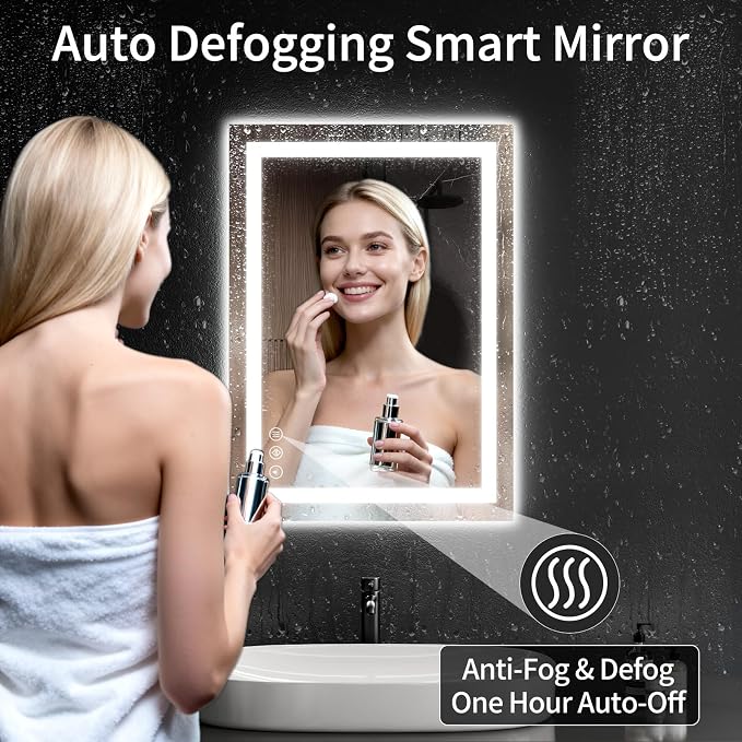 LED Bathroom Mirrors 20"x30" Bathroom Mirror with Lights for Wall, Backlit + Front Lit, 3 Colors, Anti-Fog, Dimmable Brightness for Vanity,Bathroom, Entryway, Living Room