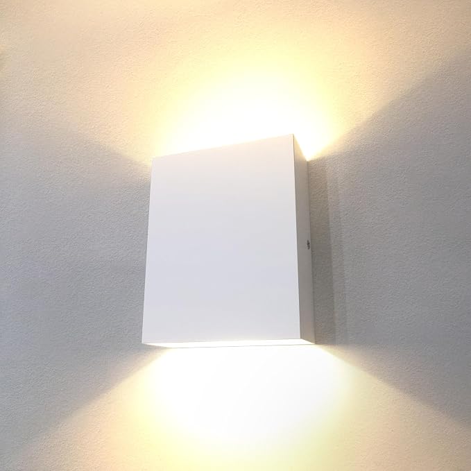 KICAAO LED Wall Sconces Set of Two, 12W Modern Wall Lamp, White Up Down Wall Mount Lights for Living Room Hallway Bedroom Decor, Hardwired Aluminum Wall lamp (White-1pcs)