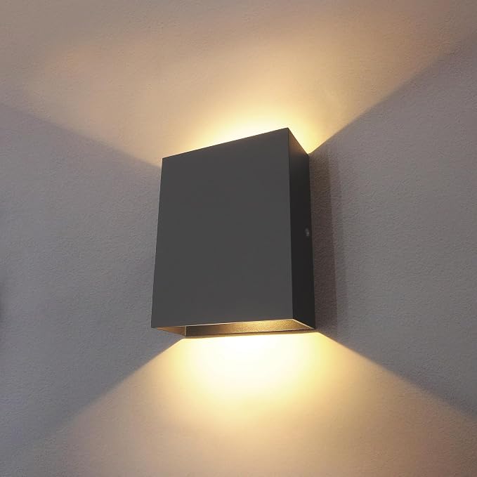 KICAAO LED Wall Sconces Set of Two, 12W Modern Wall Light, Hardwired Aluminum Wall Lamp,Black Up Down Wall Mount Lights for Living Room Hallway Bedroom Decor (Black Warm Light 3000K)