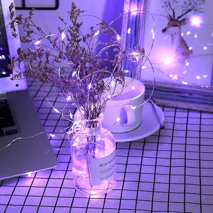 JMEXSUSS 2 Pack Halloween Fairy Lights Battery Operated, Total 200 LED 66ft | Purple, Christmas Lights with Remote, 8 Modes Twinkle String Lights for Halloween, Tree, Mantel, Indoor, Outdoor Decorations