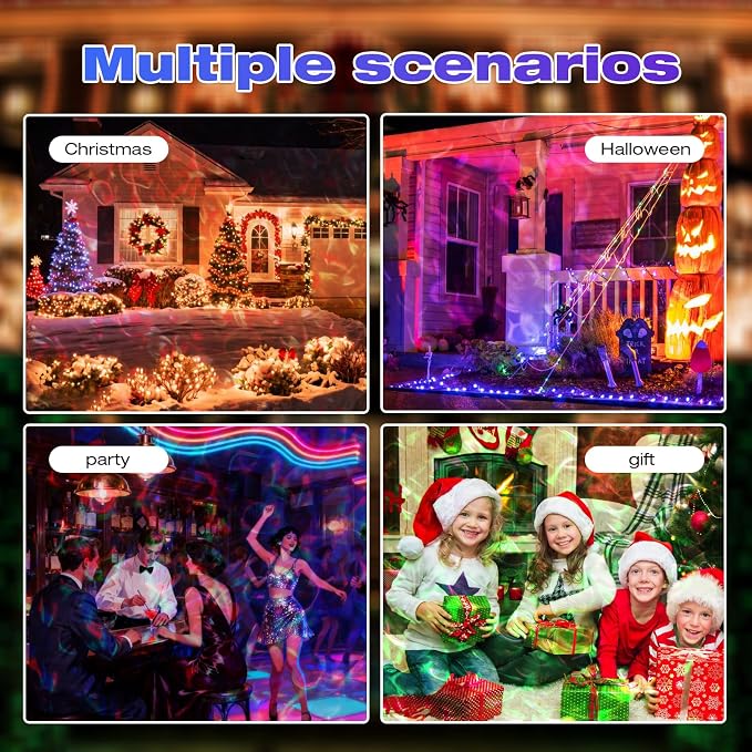 Christmas Ocean Wave Projector Light Outdoor，Halloween Water Effect Lamp | 15 Colors , Remote & Timer, IP65 Weatherproof, Indoor for Yard, House Parties, Holiday,Wedding, Bedroom Ceiling Decor