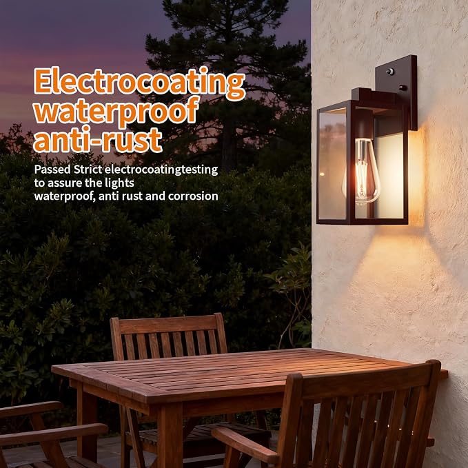 Oil Rubbed Bronze Dusk to Dawn Outdoor Porch Lighting Fixtures Wall Mount, Sensor Exterior Wall Light for House, Ouside Lantern Lamp, Waterproof Wall Sconce Lights, Coach Light for Garage