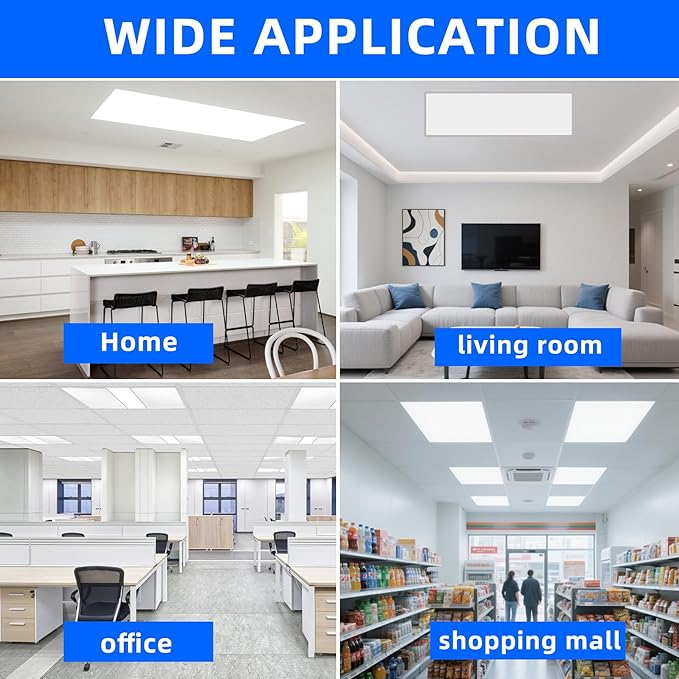 WYZM 2X4 LED Flat Panel Light,4 Pack,0-10V Dimmable,7800 Lumens,5000K White Color,LED Recessed Edge-Lit Troffer Fixture Light,Commercial Lighting Shop Warehouse Office,ETL Certificated