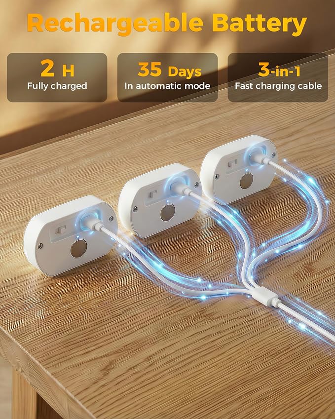 12 Pack Rechargeable Motion Sensor Stair Lights, Indoor Hallway Light | Portable Wireless Stick On Night Light, Battery Operated LED Lights for Staircase Closet Cabinet Toilet