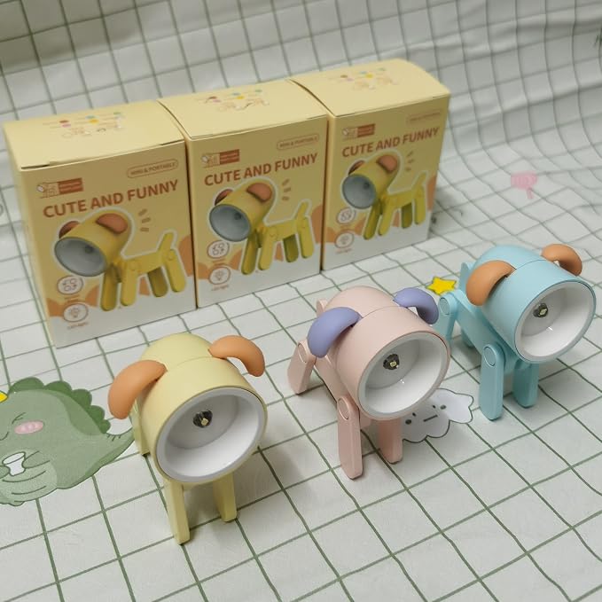 Cute Night Light for Kids, Adorable Mini Led Table Desk Lamp, Decorative Lamp Nightstand, Animal Pet Nightlights, Christmas Decorate Birthday Gifts for Children, Students (Dog 3 Colors-A)