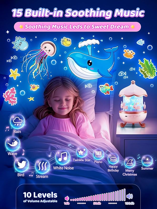Sensory Toys for Kids with Autism, 15 Soothing Sounds+15 Films+ 315 Colors Night Light Projector, 360°+Easy Remote Control+Rechargeable Sensory lamp, Musical Sensory Toys for Sensory Room Must Haves