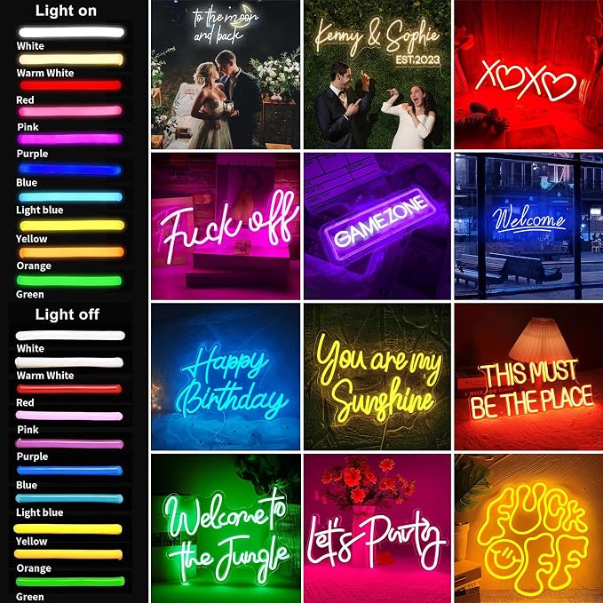 Custom Neon Sign, Neon Sign Customizable Large LED Wedding Neon Name, Custom Light Signage Personalized for Wedding Anniversary, Light Up Sign for Christmas Party Gift