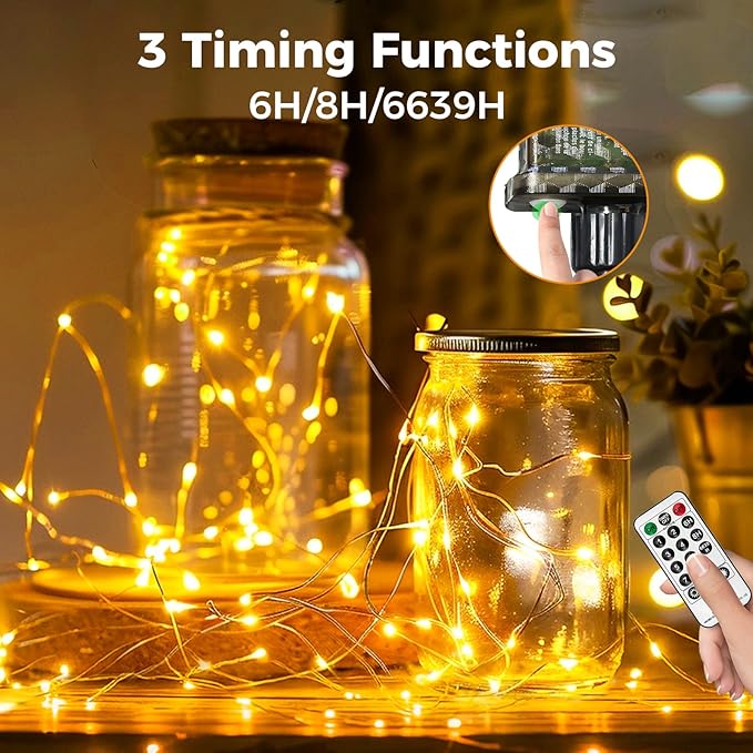 btfarm 2 Pack Fairy Lights Plug in with Remote, 33FT 100 LED Twinkle Lights | Dimmable & Timer, 8 Modes String Lights, IP65 Waterproof for Bedroom Garden Christmas Decorations Indoor Outdoor, Warm White