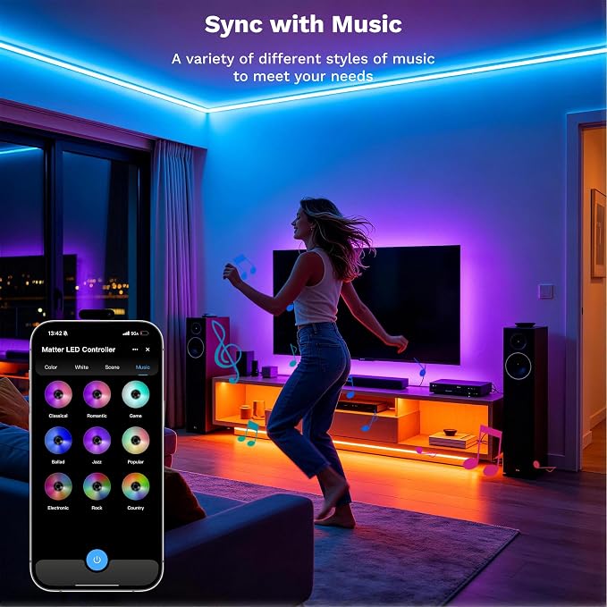 MIWISE Matter LED Controller,2.4GHZ WiFi 4 Zones RF Remote Kit for LED Strip Light,Works with Tuya/Alexa/Google Home/Apple Homekit/Siri,for Dimming/CCT/RGB/RGBCCT/RGBW COB LED Strip Light DC12-48V