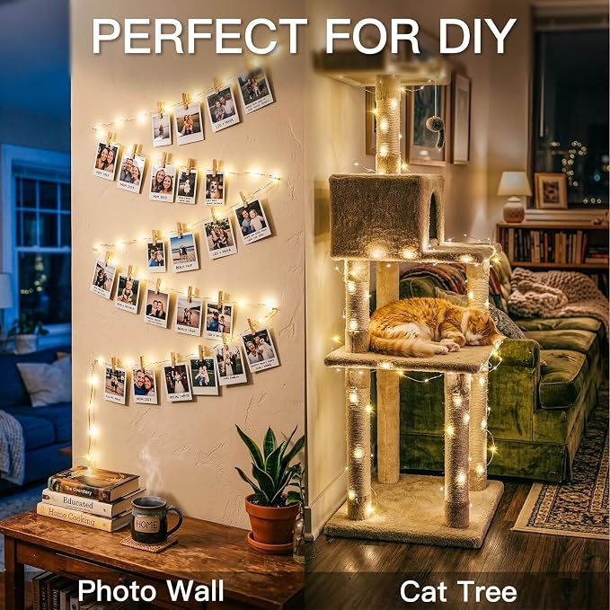 Fairy Lights Battery Operated 66ft 200 LED String Lights Remote | Fairy Twinkle Lights, For Bedroom Patio Garden Party Wedding, Indoor/Outdoor Use