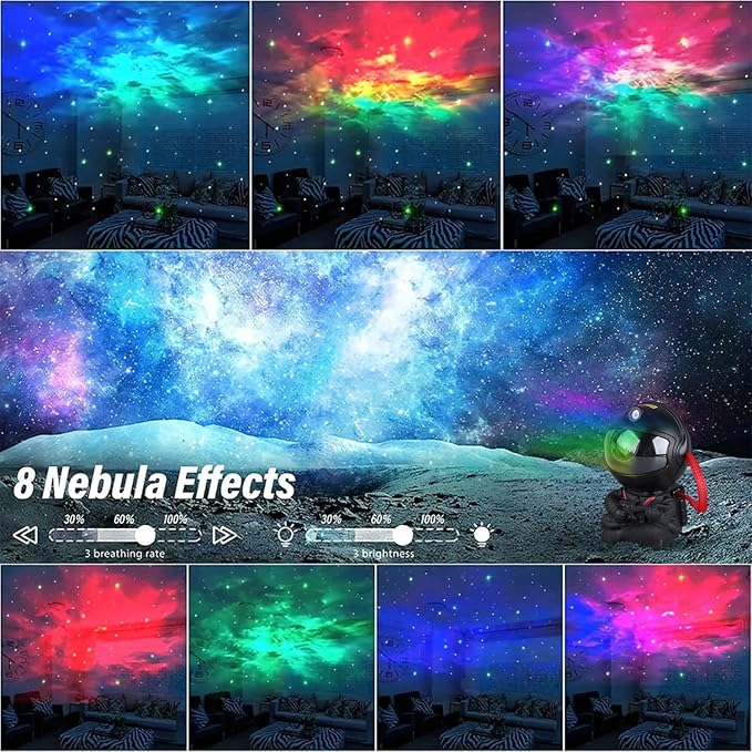 YXQUA Astronaut Galaxy Star Projector for Kids, Black Guitar | 8 Modes, Remote, 270 Degree Rotation, Night Light, Nebula Projection, Bedroom, Home Theater, Party, Birthday Gift
