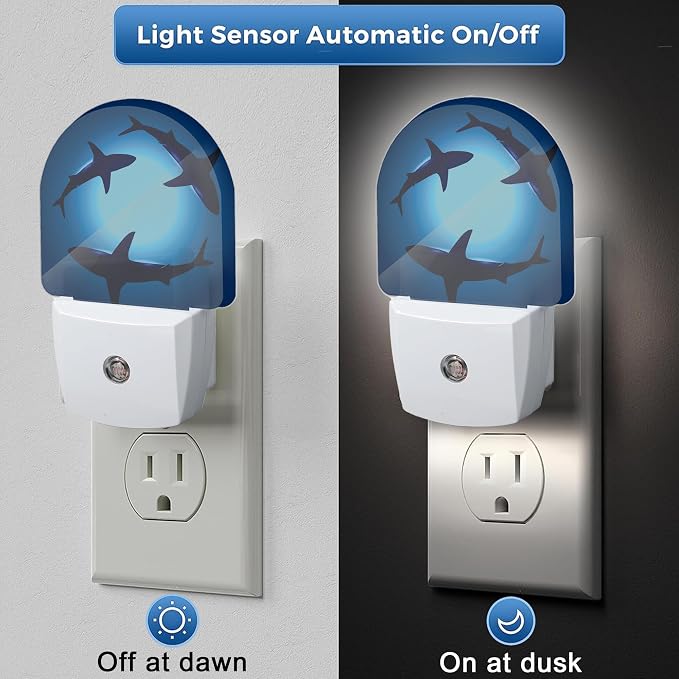 Night Light,Floating Sharks Night Lights Plug Into Wall Bedroom Bathroom Kitchen Hallway Stairs Hallway,Energy Efficient Decor Desk Lamp Gifts