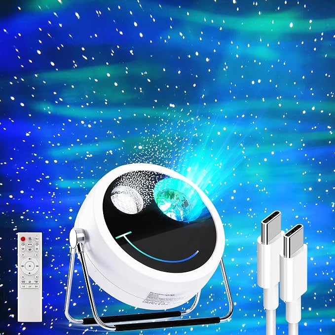 Brizled Star Projector Galaxy Light, USB C White Starry Projector Works with PD Power Supply, Bluetooth Speaker and White Noise Aurora Light, LED Galaxy Lighting for Bedroom Home Party | White Star Planetarium Bedroom Projector with Bluetooth Speaker &...